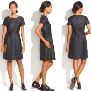 Madewell Women's Fitted Brocade Wool Blend Metallic Black Dress Size 4